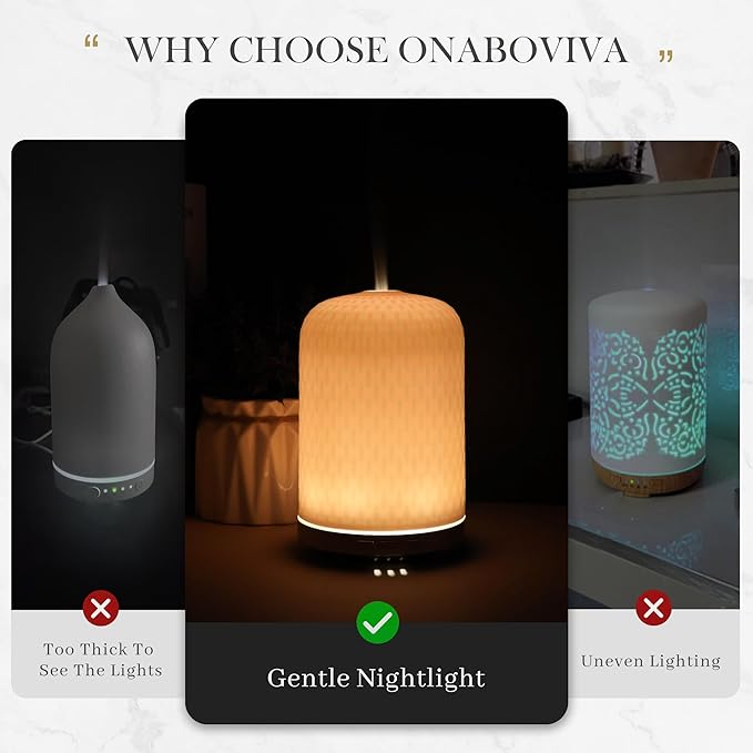 Essential Oil Diffuser for Home, 120ML Diffusers for Essential Oils Large Room, Ceramic Diffuser with USB Cable, Warm Ambient Light, Aromatherapy Diffuser Home Decor, Gift Choice, Pink