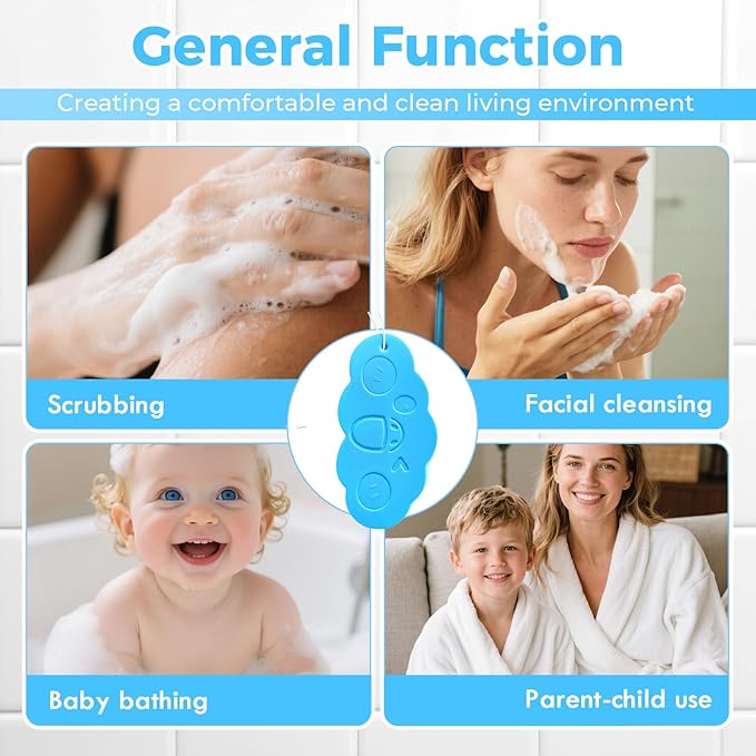 3PC Magic Bath Sponge Body Scrubber, 2025 New Magic Exfoliating Bath Sponge 3D Super Soft, Skin Friendly and Reusable for Adults Women and Men for Body Removes Dead Skin (A)