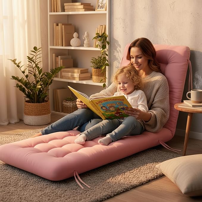 Long Floor Cushion Large Floor Cushion with Brushed Cotton 74.8 x 27.5 x 3.15 in Jumbo Lounger Pillow for Outdoor Indoor Bay Window Meditation Yoga Reading Sleeping(Pink)