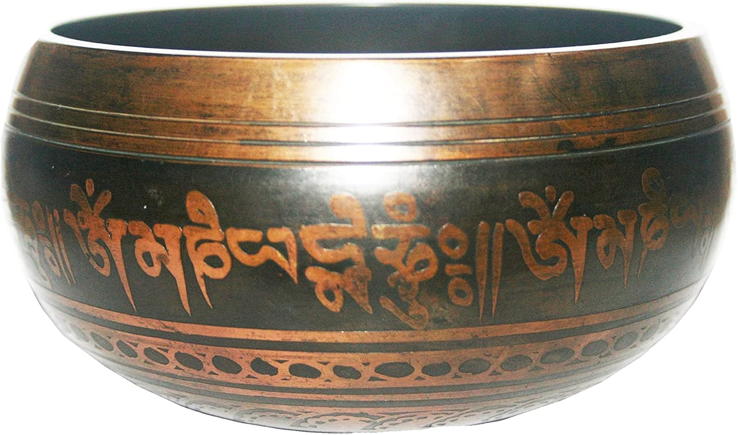 3385 SB Tibetan Auspicious Symbol Singing Bowl Set ~ Mallet Cushion Meditation Chakra Healing Prayer Yoga Mindfulness (SB-3385-F)