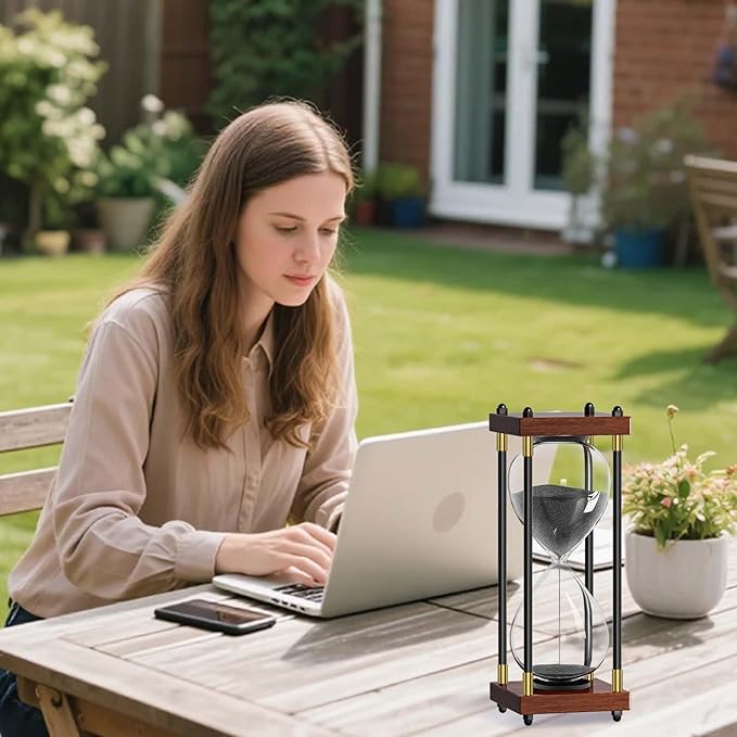 Sand Timer 60 Minute, 60 Min Hourglass Sand Clock, 1 Hour Wooden Retor Hour Glass, One Hour Sandglass, Reloj de Arena, Creative, Decoration, Office