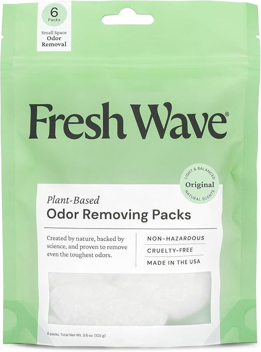 Fresh Wave Odor Eliminating & Deodorizing Packs, Bag of 6 - Safer Odor Relief for Small Spaces, Natural Plant-Based Odor Eliminator, Odor Absorbers for Home