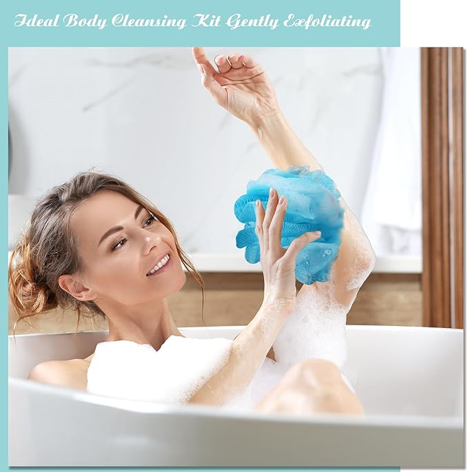Nitial 50 Pcs Large Bath Shower Loofah Sponge Bulk 60g Exfoliating Bath Sponge Soft Shower Scrunchies Colorful Bath Loofahs for Men Women Shower(Fresh Color)