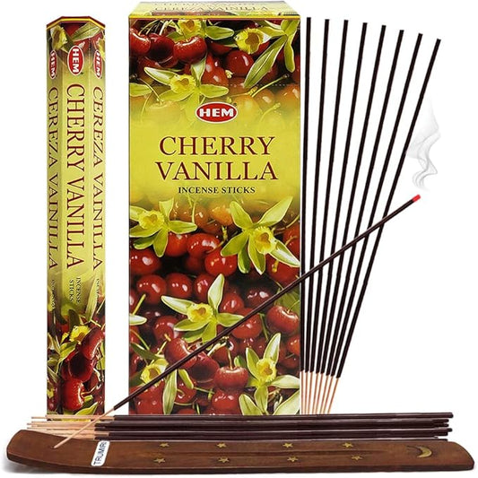 Cherry Vanilla Incense Sticks and Incense Stick Holder Bundle Insence Insense Hem Incense Sticks