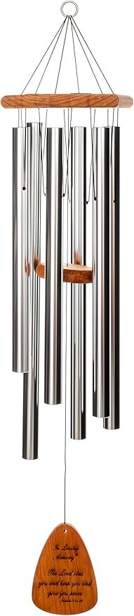In Loving Memory 18-inch Windchime, Silver w/The Lord Bless You and Keep You…