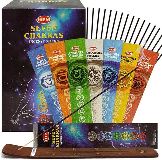 Chakra Incense Sticks and Incense Stick Holder Bundle Insence Insense Hem Incense Sticks