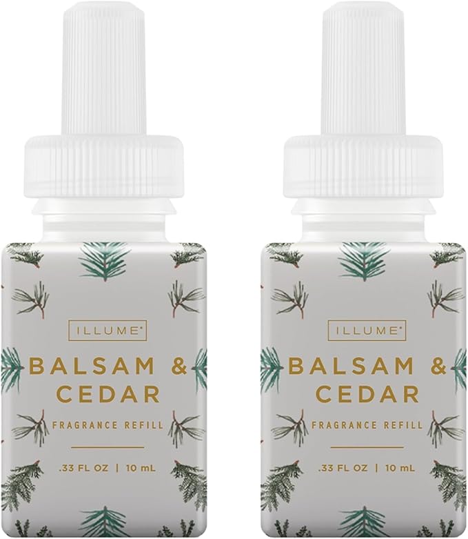 Pura & Illume Home Scent Refill - Smart Air Diffuser - Up to 120-Hours of Luxury Fragrance per Refill - Home Essential - Clean & Safe Diffuser Fragrance - 2 Pack, Balsam & Cedar