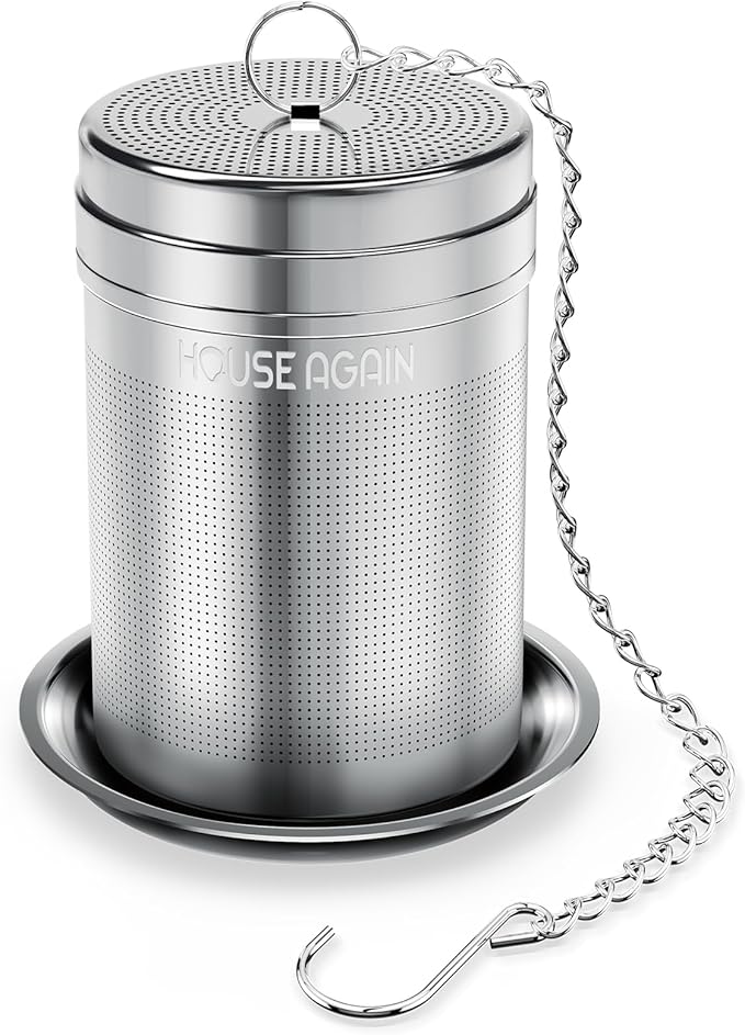 House Again Tea Infusers, Extra Fine Mesh Tea Strainers for Loose Tea, Updated Slim Threaded Lid & 304 Stainless Steel, Loose Leaf Tea Steeper for Brew Tea Spices & Seasonings