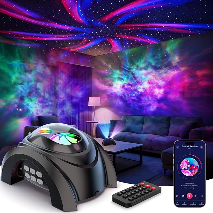 Rossetta Galaxy Projector, Star Projector for Bedroom with Bluetooth Speaker & White Noise, Remote, Timer, Night Light for Kids Room Decor, Party, Birthday & Christmas Gifts for Adults Teen Girls Boys