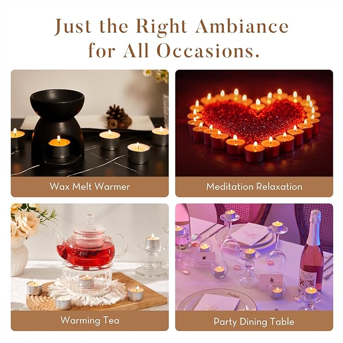 Unscented Palm Tea Lights Candles 200 Pack Bulk, 8 to 9 Hours Long Burning White Tea Lights,Non-Paraffin, Smokeless, Mini Tealight Candles for Wedding, Christmas Lights, Party, Power Outages