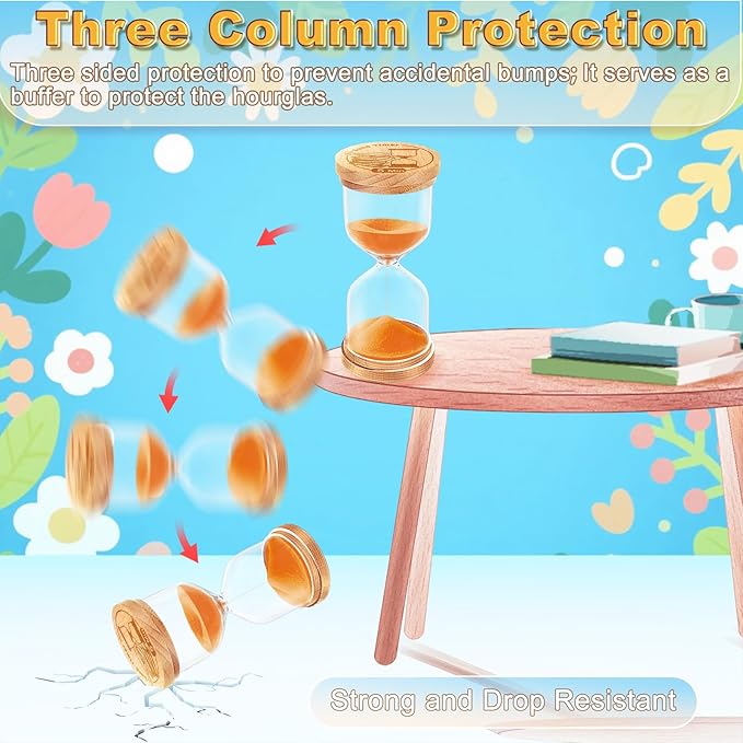 CNCJ 5 Minute Sand Timer, Orange Small Wooden Hourglass Sand Clock 5 Minutes, Glass Sandglass Watch Reloj De Arena for Kitchen Classroom Office Desk Decor