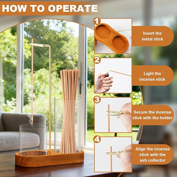 Incense Holder, 3-in-1 Incense Holder for Incense Sticks and Cones, with Extra-Large Ash Collector, Ash-Proof Incense Burner with Brush, Suitable for Meditation, Yoga, Spa and Home Decoration