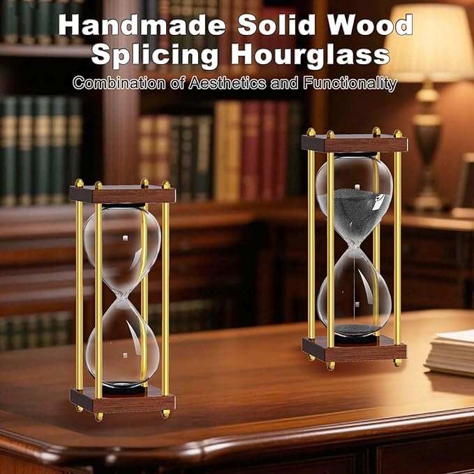 Empty Hourglass Timer, Large Fillable Hourglass, Wooden Retor Hour Glass, Sandglass for Reloj de Arena, Creative, Wedding, Decoration, Office, Home, Black