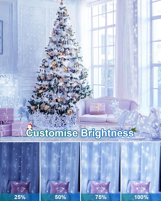 355FT 900 LED Christmas Lights, Extra Long Outdoor String Lights Waterproof, Timer & Memory, 8 Modes Dimmable Plug in Fairy Lights for Classroom Outside Tree Wedding Holiday Decorations, Cool White