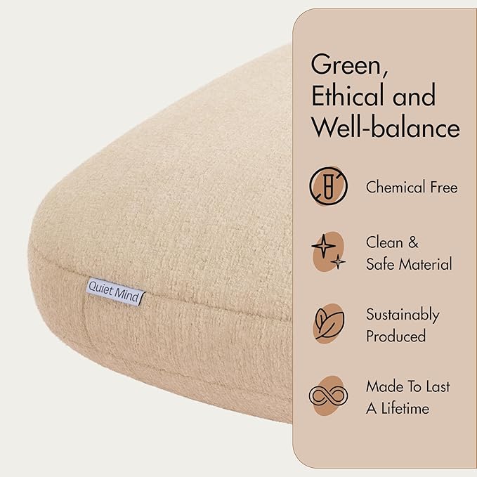 Quiet Mind Weighted Pillow for Adults 9 Lbs - Get Better Sleep - Sustainably Made and Chemical Free - Machine Washable (Medium, Cashew)