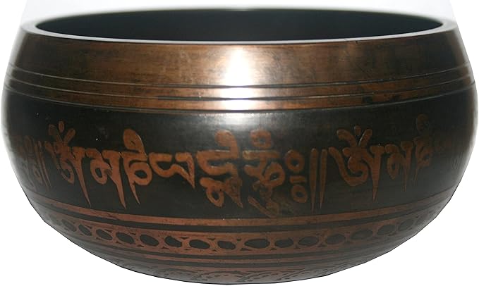 3383 SB Tibetan Auspicious Symbol Singing Bowl Set ~ Mallet Cushion Meditation Chakra Healing Prayer Yoga Mindfulness (SB-3383-D)