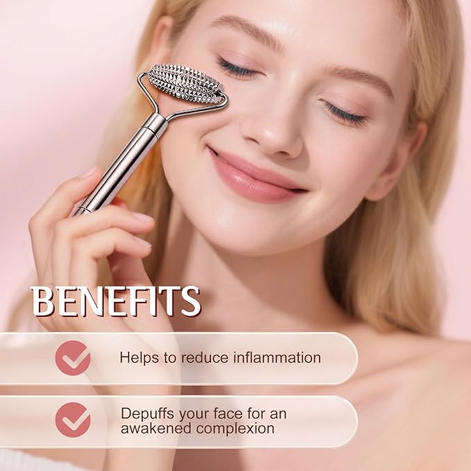 Gua Sha Facial Tools and Face Roller Set, Stainless Steel Facial Sculpting Eyes Roller Guasha for Face, Chin & Jawline Sculpting,Skin Care (Stainless Steel)