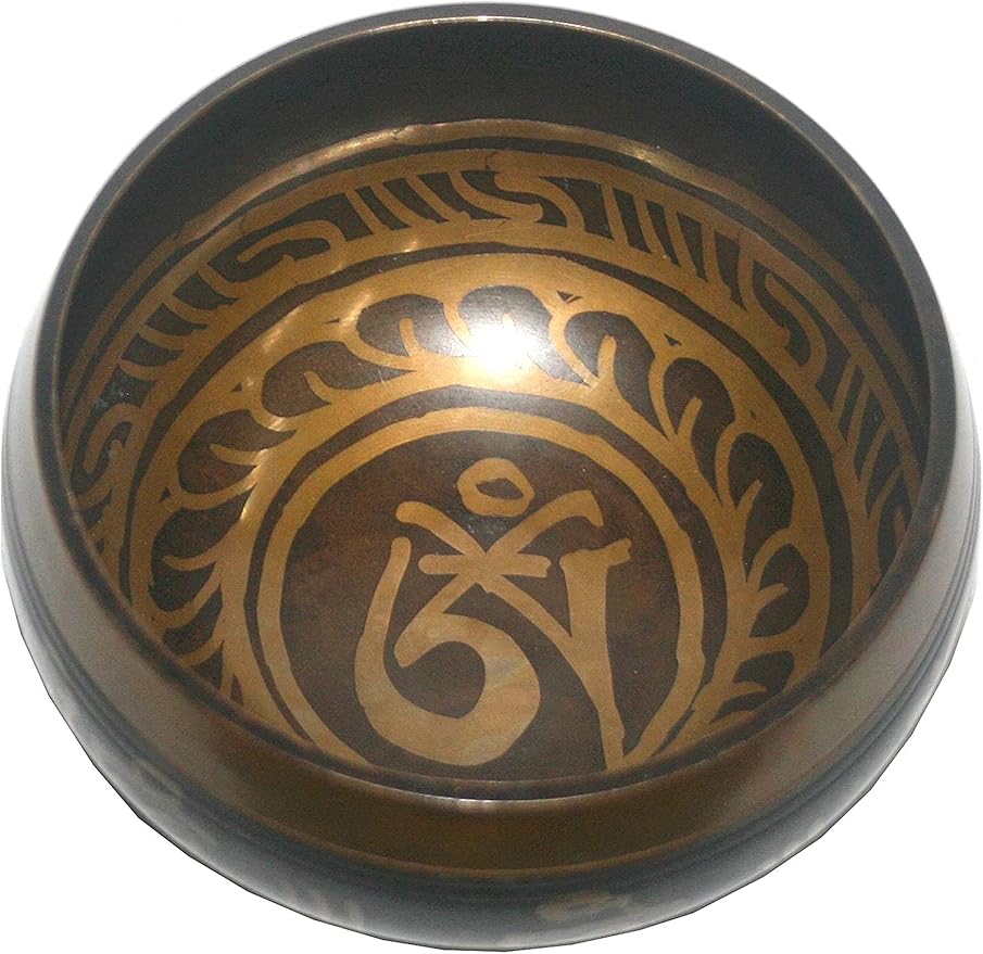 3013 SB 'G' Note Throat Chakra Antique Tibetan Auspicious Symbol Bowl Set ~ Nepal