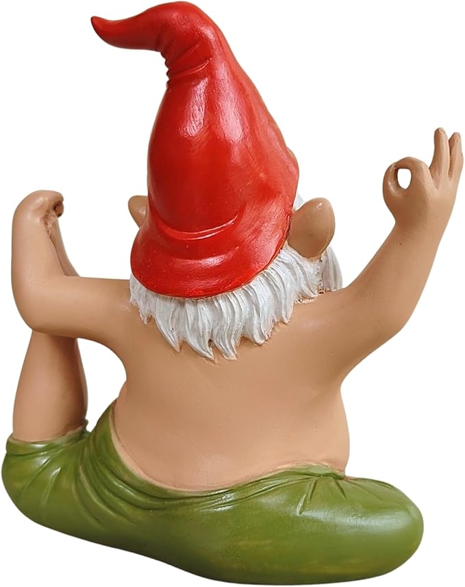 Yoga Gnome Statue, Seated Twist Pose – 6.7'' Resin Zen Garden Decor, Handcrafted Meditating Gnome for Indoor/Outdoor, Home, Lawn, Porch, Yoga Room, Mindfulness Gift