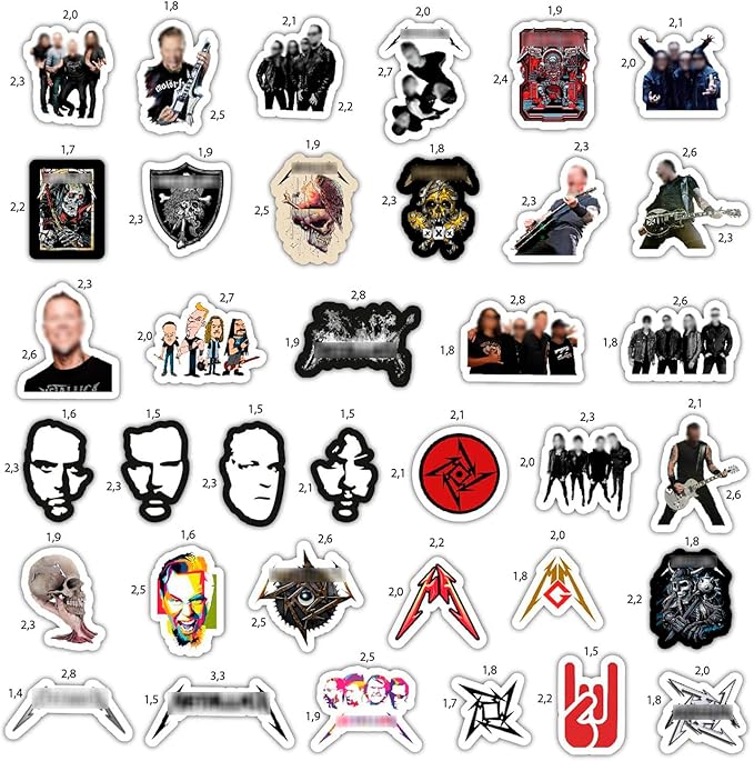 BulbaCraft Heavy Metal Band Stickers for Adults, 36 Pieces of Strong Adhesive and Waterproof Stickers for Laptop, Decals for Teens Aesthetic and Guitar Decals, Gifts for Women & Men