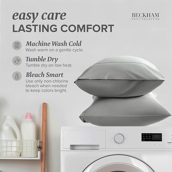 Beckham Hotel Collection Cooling Pillowcases for Hot Sleepers, King Size Set of 2, Cool Bedding, Envelop Closure, Silky Soft, Breathable, Moisture-Wicking, Dark Gray