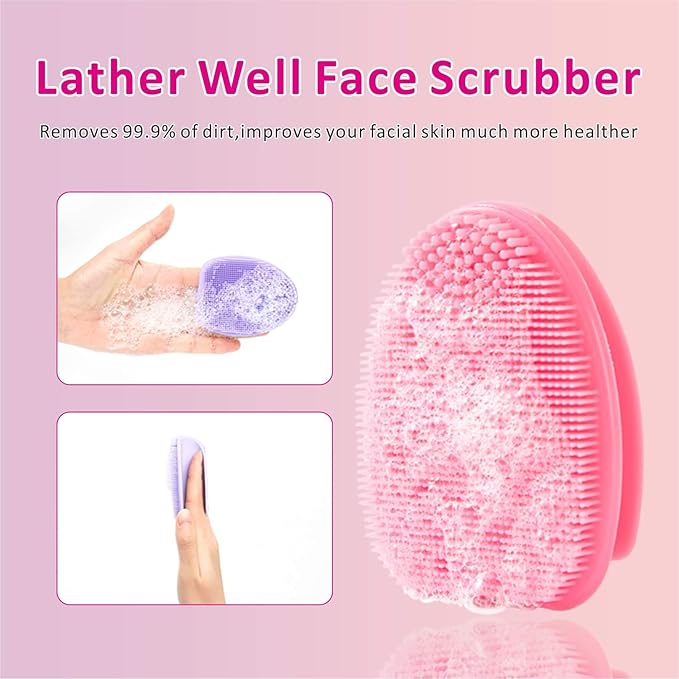 Silicone Face Scrubber,2 Pack Face Scrubber for Women Men, Facial Cleansing Brush Face Exfoliator Scrubber Brushes for Facial Cleansing Exfoliating Blackhead Remover Acne Pore Face Massaging