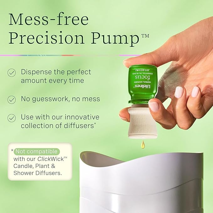 Lifelines Essential Oil Blends, 4-Pack - Blended Essential Oils with Precision Pump for Aromatherapy Diffusers - Long-Lasting Scented Fragrance - Herbal Garden (Joy, Calm, Focus & Energy)