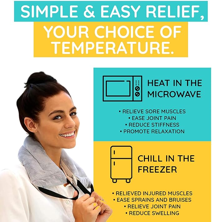 Versatile Microwavable Heating Pads For Neck Pain Relief, Back Pain, And Shoulder Pain Relief - Microwave Heating Pad For Cramps And Muscle Relief, Hot and Cold Reusable Pad - 2 Packs - Lavender Scent