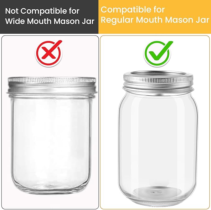 2pcs Wooden Honey Dippers, Honey Spoon Wooden Stick for Regular Mouth Mason Jars, Wood Spoon and Lid for Regular Mouth 16 oz Mason, Ball Jars (Only Dippers Lid)