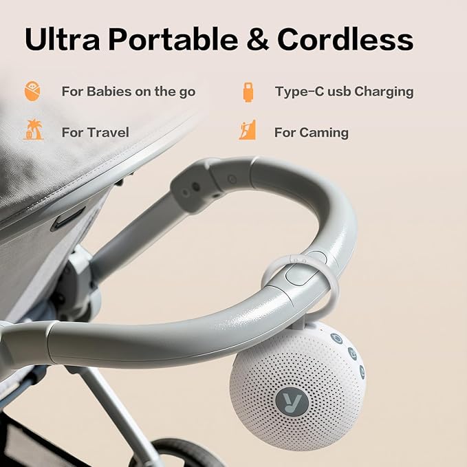 Portable Noise Machine for Baby Adult with 21 Natural Soothing Sound, Memory Function, Powerful Battery & 32 Levels of Volume, Noise Canceling for Sleeping, Sleep Sound Timer Therapy for Home, Travel