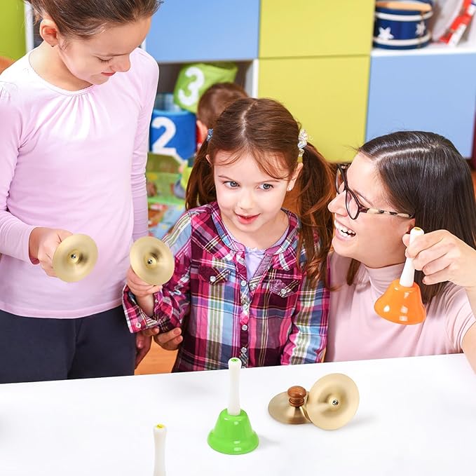 DOITOOL 1 Pair /2 pcs Small Finger Cymbals Belly Dancing Hand Cymbals for Adults Kids Percussion Musical Instrument for School Bands Family Entertainment, Golden Zills/Sagats 2.75 * 2.75 * 1.18inch