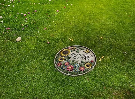 VEOJEIN Grandma's Garden Stepping Stone 9.45’ Durable Garden Décor with 3D Hand-Painted Sunflower Design – Gift for Grandma, Mom, Wife, Mother’s Day, Christmas, Birthdays
