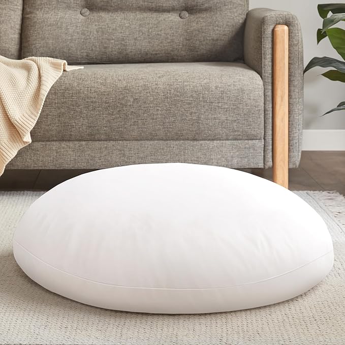 Codi Round Floor Pillow Insert, Large Thick Meditation Cushion, 32 Inch Circular Seating Cushions, Memory Foam Added, Advanced