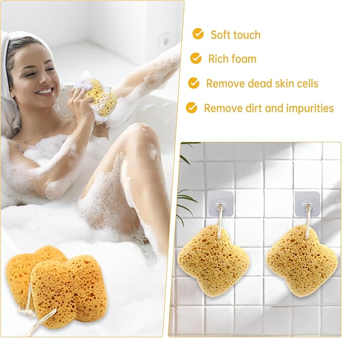 3Pcs Bath Sponges,Larger Shower Sponges for Women Men, Exfoliating Body Sponge Dense Foam for Gentle & Deep Cleansing, Ultra-Soft for Sensitive Dry Skin
