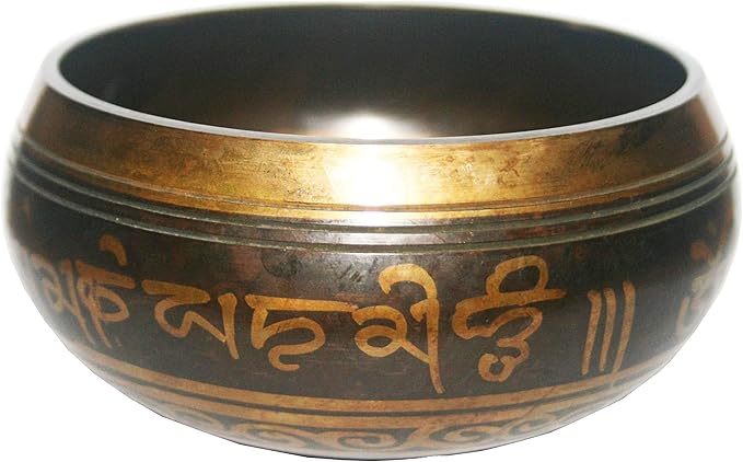 3010 SB 'F' Note Heart Chakra Antique Tibetan Auspicious Symbol Bowl Set ~ Nepal