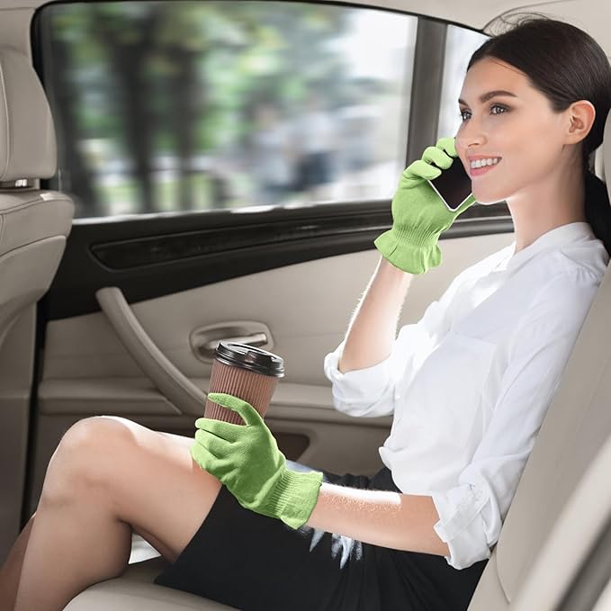 MIG4U Moisturizing Beauty Gloves Touchscreen Overnight Sleeping Glove for Women Dry Hands, Nighttime Lotion, Eczema, SPA, Cosmetic Treatment, Apple Green 3 Pairs Size S/M