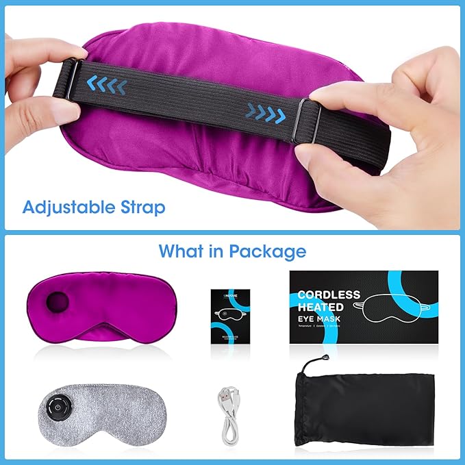 Heated Eye Mask : Cordless Eye Mask for Dry Eyes, Relief Stye, Blepharitis, Chalazion, Improved Sleep, Washable Eye Heating pad for Travel