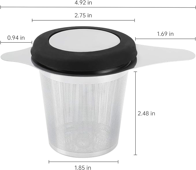 Tea Infuser Basket Stainless Steel Tea Strainer Tea Filter With Small Strainer And Lid Tea Diffuser For Loose Leaf Tea Superior Brewing Experience (One pack silver)