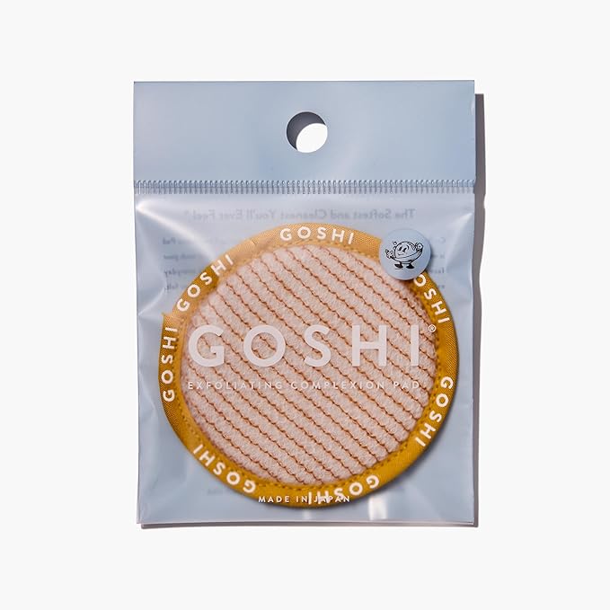GOSHI Exfoliating Complexion Pads - Reusable, Rapid-Drying, Soft Exfoliating Face Scrubber for All Skin Types - Yellow - Made in Japan
