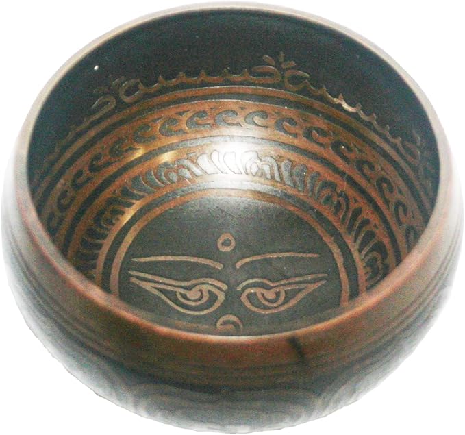 3376 SB Tibetan Auspicious Symbol Singing Bowl Set ~ Mallet Cushion Meditation Chakra Healing Prayer Yoga Mindfulness (SB-3376-E)