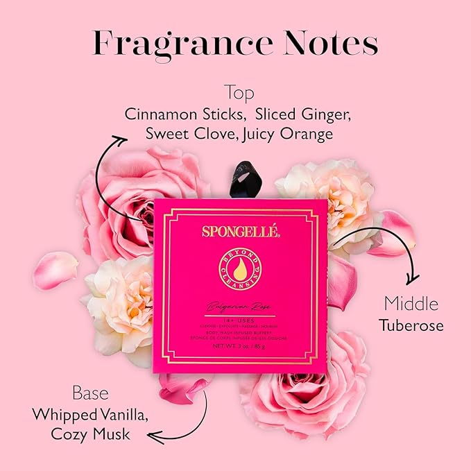 Spongelle Wild Flower Buffer Body Scrubber Bundle with Box | Bath & Shower Loofah for Women | Exfoliator with Body Wash Infused | 14+ uses (Bulgarian Rose, French Lavender, Freesia Pear)