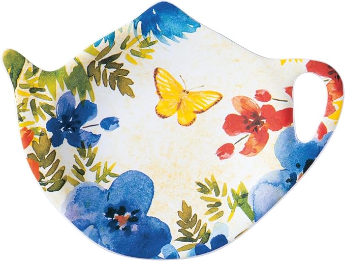 Supreme Housewares Butterfly Tea Bag Holders, Teapot Shaped Tea Bag Coasters Spoon Rests Saucer Seasoning Dish Set, Multicolor, 4 x 3 Inch, Set of 4