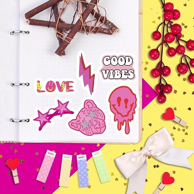 BulbaCraft 100Pcs Preppy Stickers for Water Bottle and Laptop - Preppy Party Favors & Decorations, Waterproof Vinyl Decals, Fashion and Fun Stickers, Gifts for Women & Men