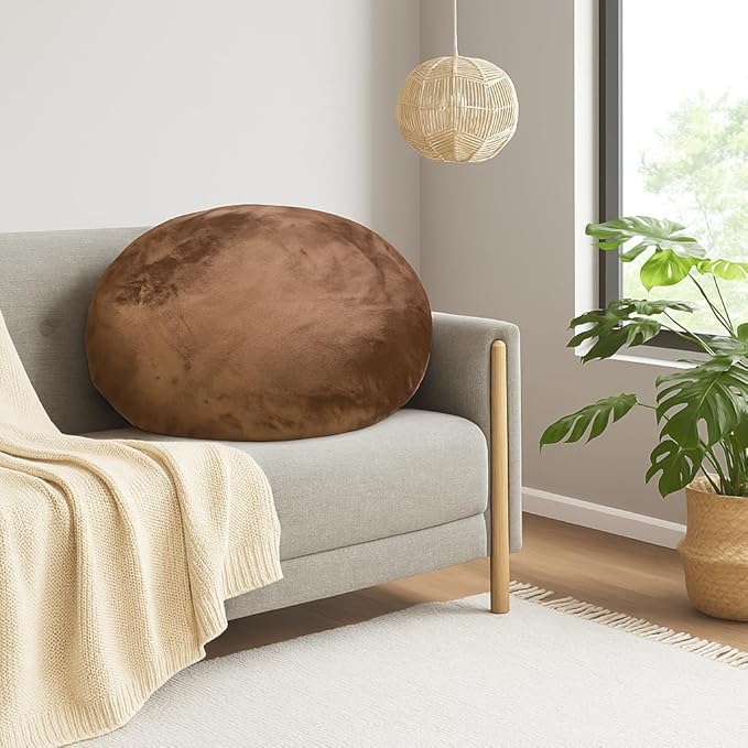 Codi Meditation Cushions Set of 2 – Large Round Floor Pillows for Adults with Removable Washable Cover, Soft and Supportive Floor Cushion for Yoga, Seating and Dog Bed, 32 inch - Coffee