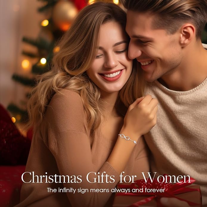 CDE Infinity Heart Birthstone Charm Link Bracelet for Women 925 Sterling Silver Adjustable Mother's Day Gift Anniversary Birthday Jewelry for Wife Girlfriend Her