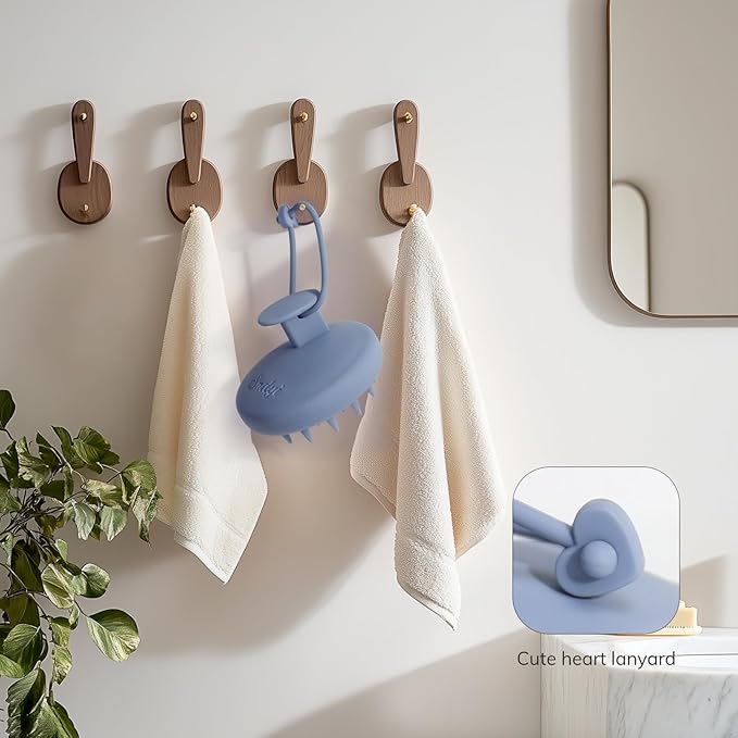 Sndyi Silicone Scalp Massager Shampoo Brush, Hair Scrubber with Soft Silicone Bristles, Scalp Scrubber/Exfoliator for Dandruff Removal, Wet Dry Scalp Brush for Hair Growth & Scalp Care, Gray Blue