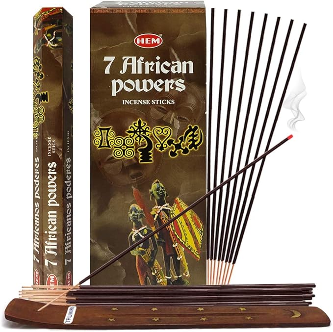 7 African Powers Incense Sticks and Incense Stick Holder Bundle Insence Insense Hem Incense Sticks