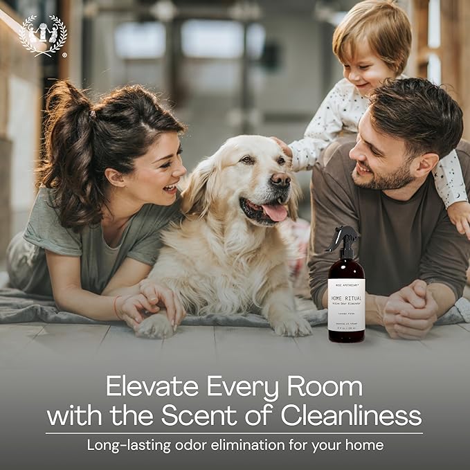 Muse Apothecary Home Ritual Active Odor Eliminator Spray - Furniture Deodorizer Spray & Bathroom Odor Eliminator for Home - Essential Oil Air Freshener - 4oz, Bergamot + French Lavender + Sandalwood 2