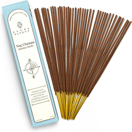 Nag Champa Incense Sticks, Organic Hand Dipped Incense, Natural Herbs & Aromatic Ingredients, Contain 40 Sticks Inside, Burn Time 45-60 Min, Spiritual Gifts, Incense by Karma Pledge