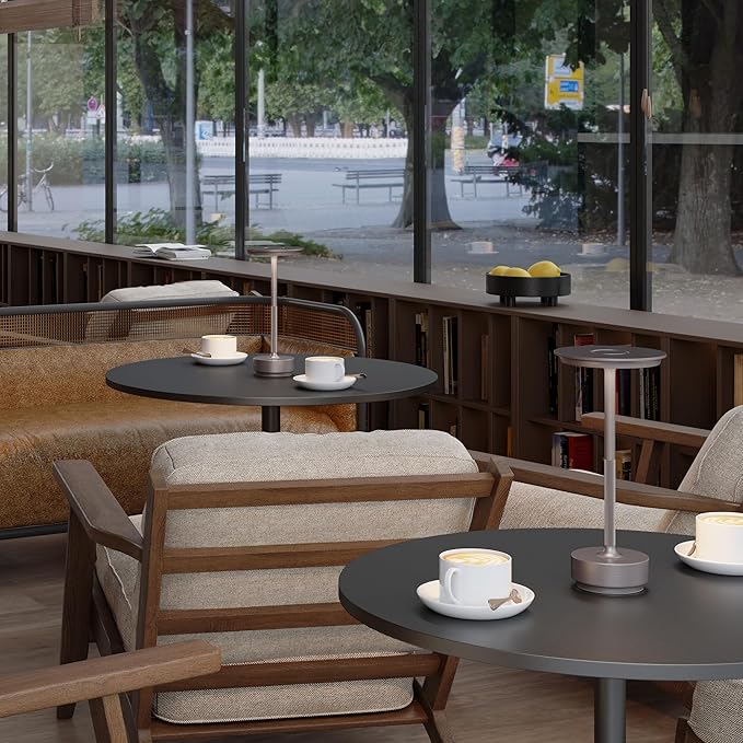 2 Pack Rechargeable Cordless Table Lamps, Portable 5000mAh Outdoor Table Light, 3 Color Stepless Dimming LED Table Lamp with Memory Function, for Home/Dinner/Patio/Restaurant.(Champagne Gold)